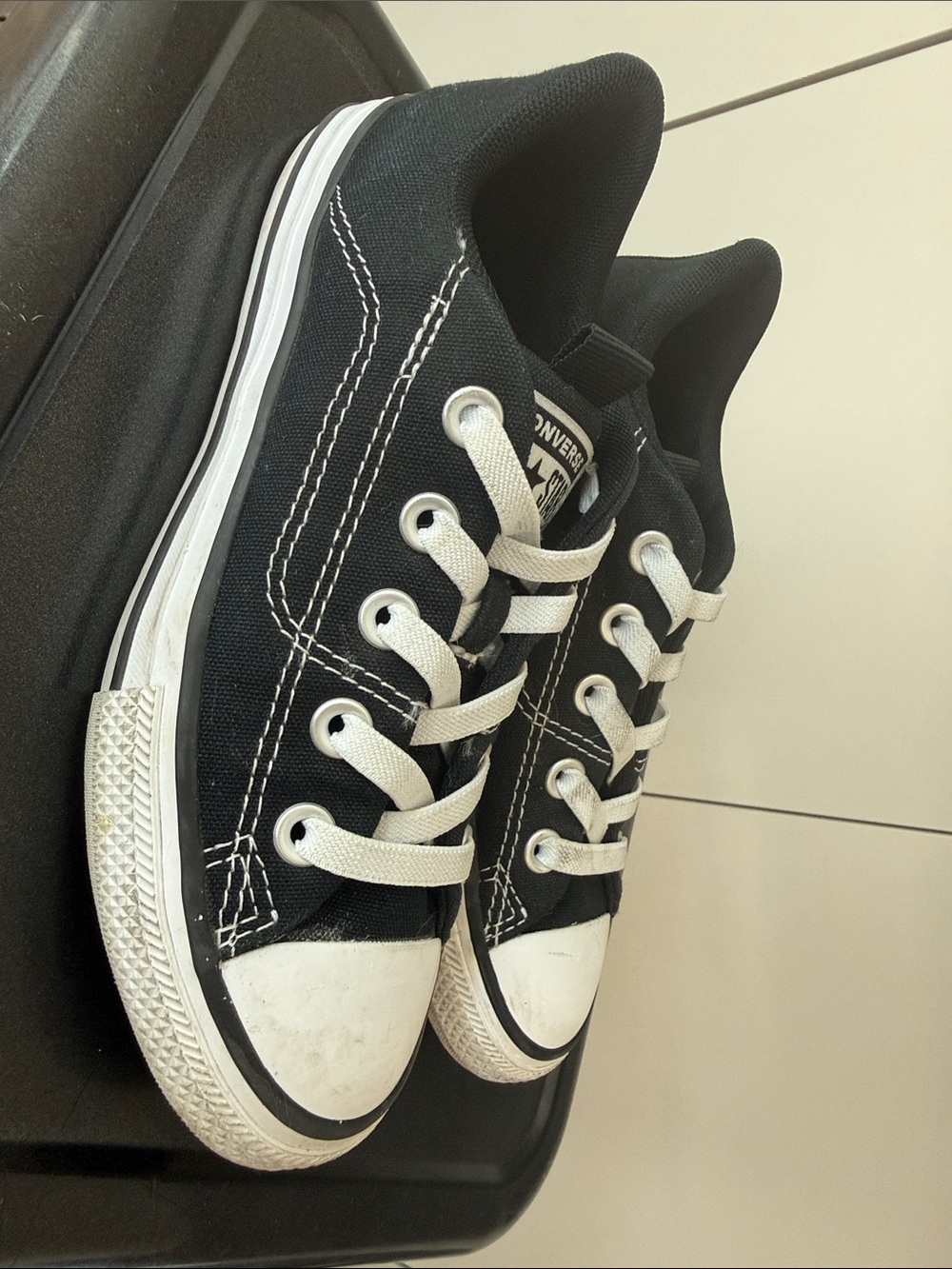 Converse Black Canvas Low-Top Sneakers with White Accents